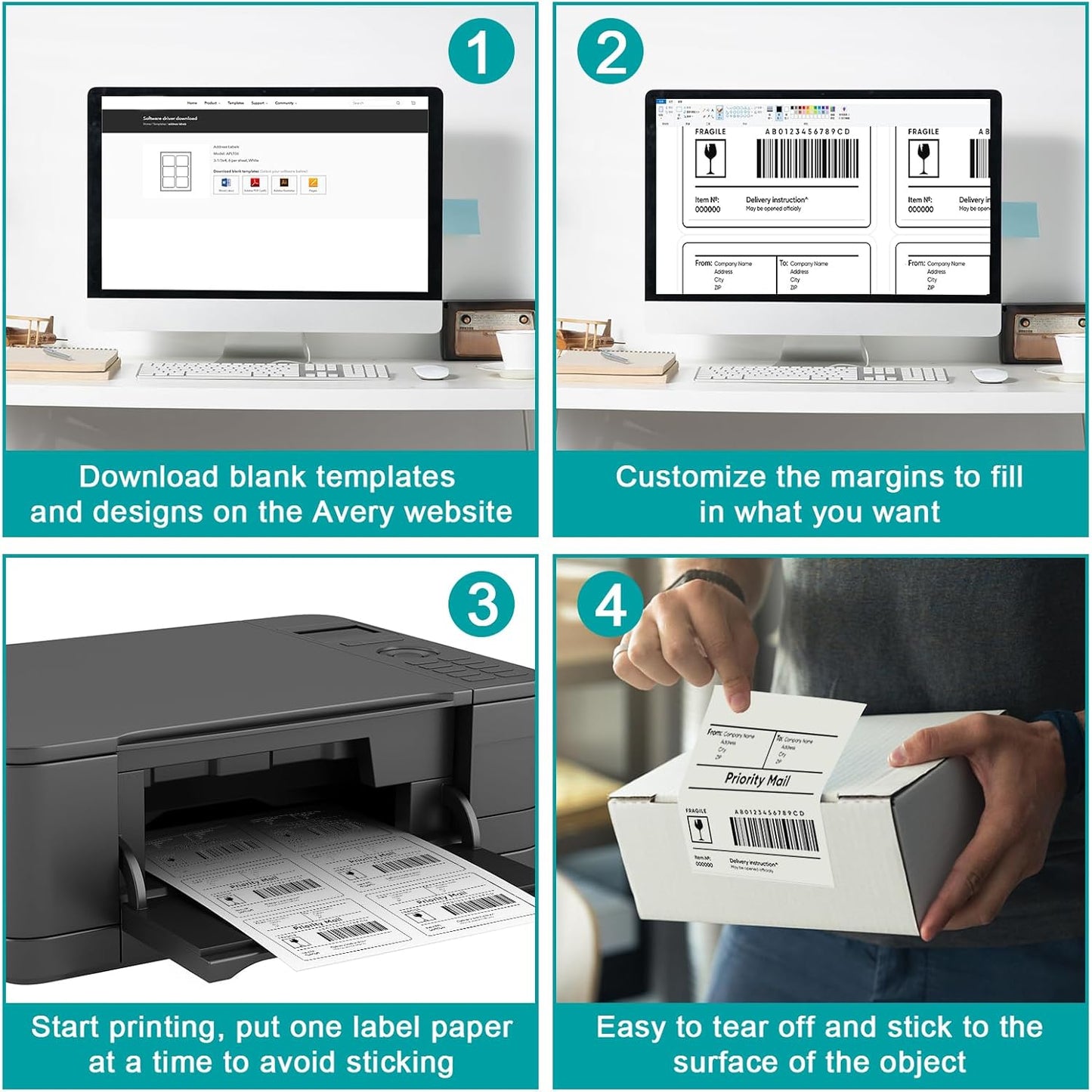 3.33x4" Rectangle Colemoly Label / Sticker Template (6 per sheet)- INSTANT DOWNLOAD In 7 Formats