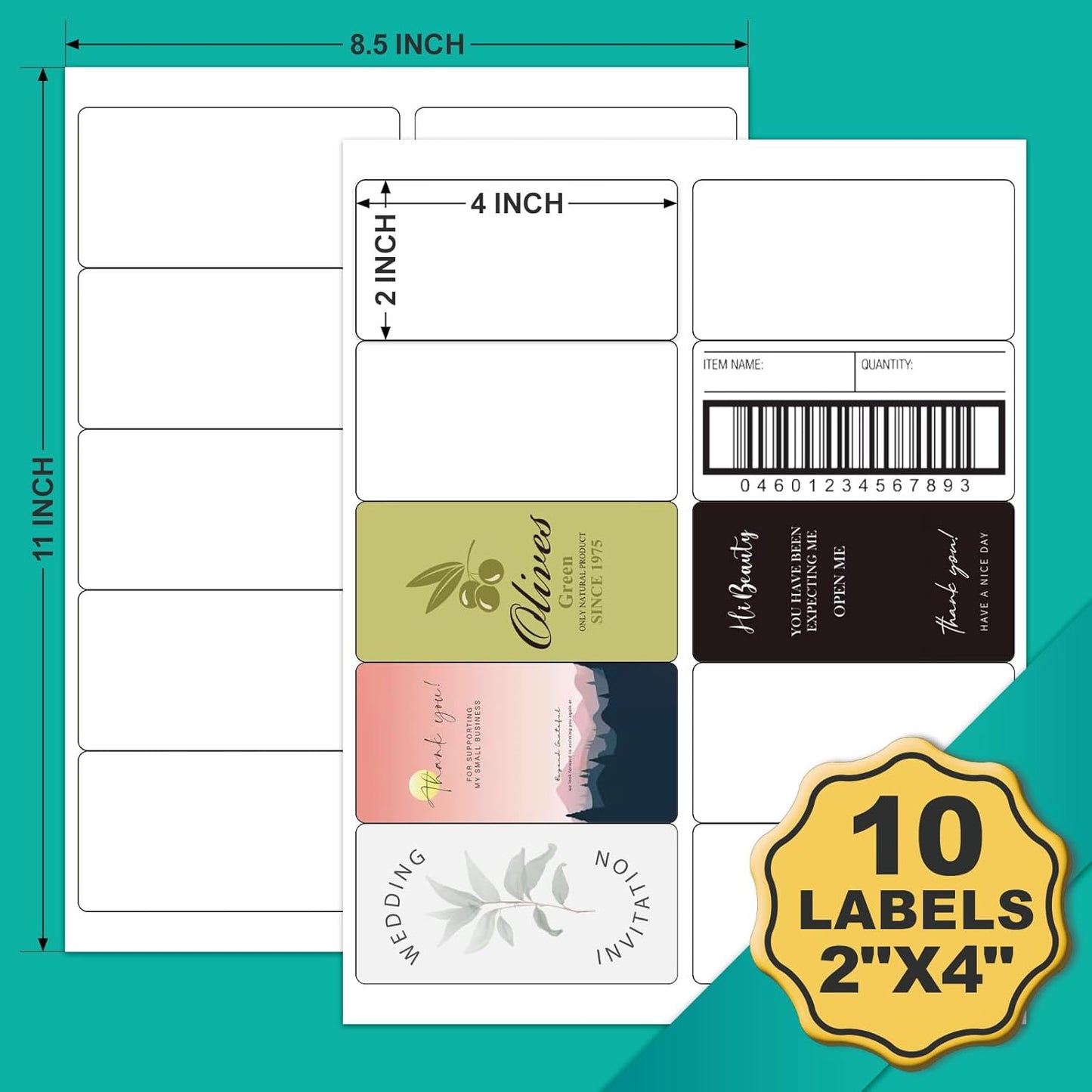 2x4" Rectangle Colemoly Label / Sticker Template (10 per sheet)- INSTANT DOWNLOAD In 7 Formats