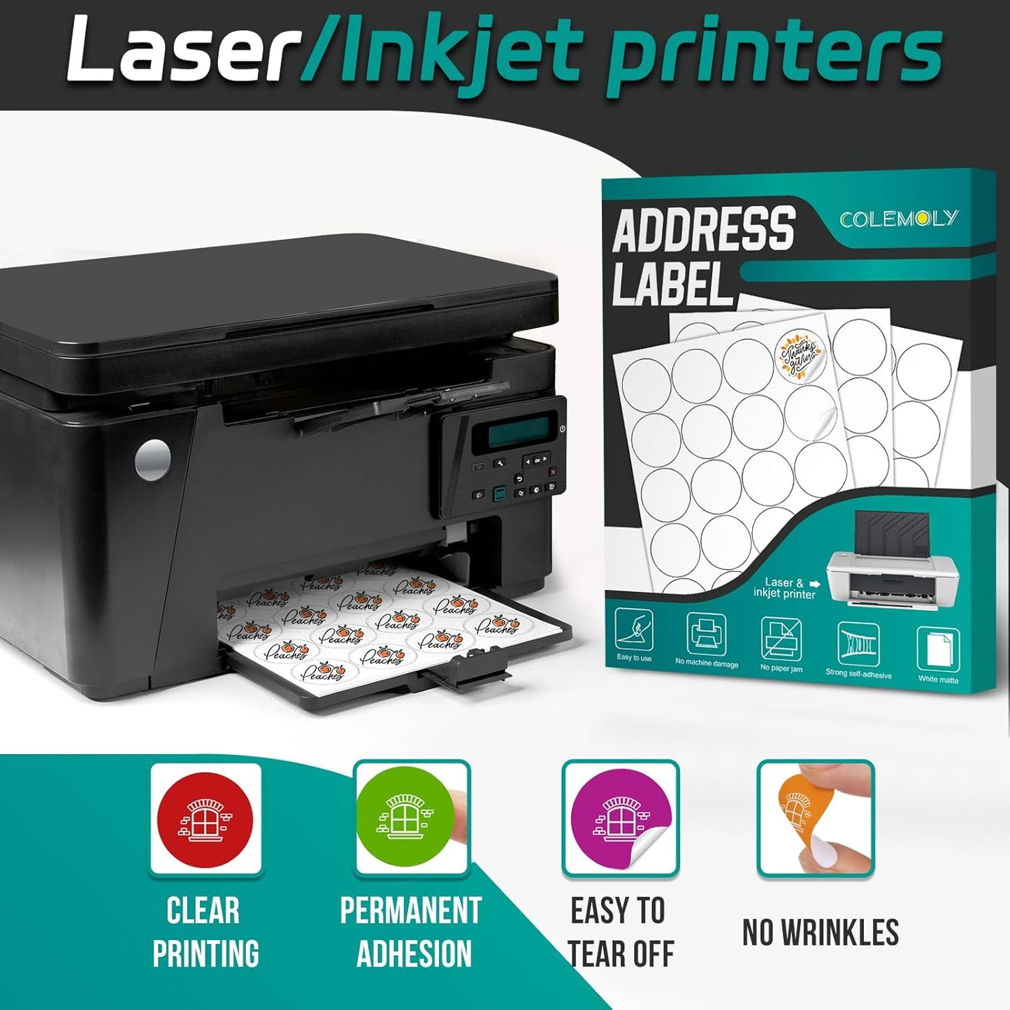 2" - Two Inch Round Colemoly Label / Sticker Template (20 per sheet)- INSTANT DOWNLOAD In 7 Formats