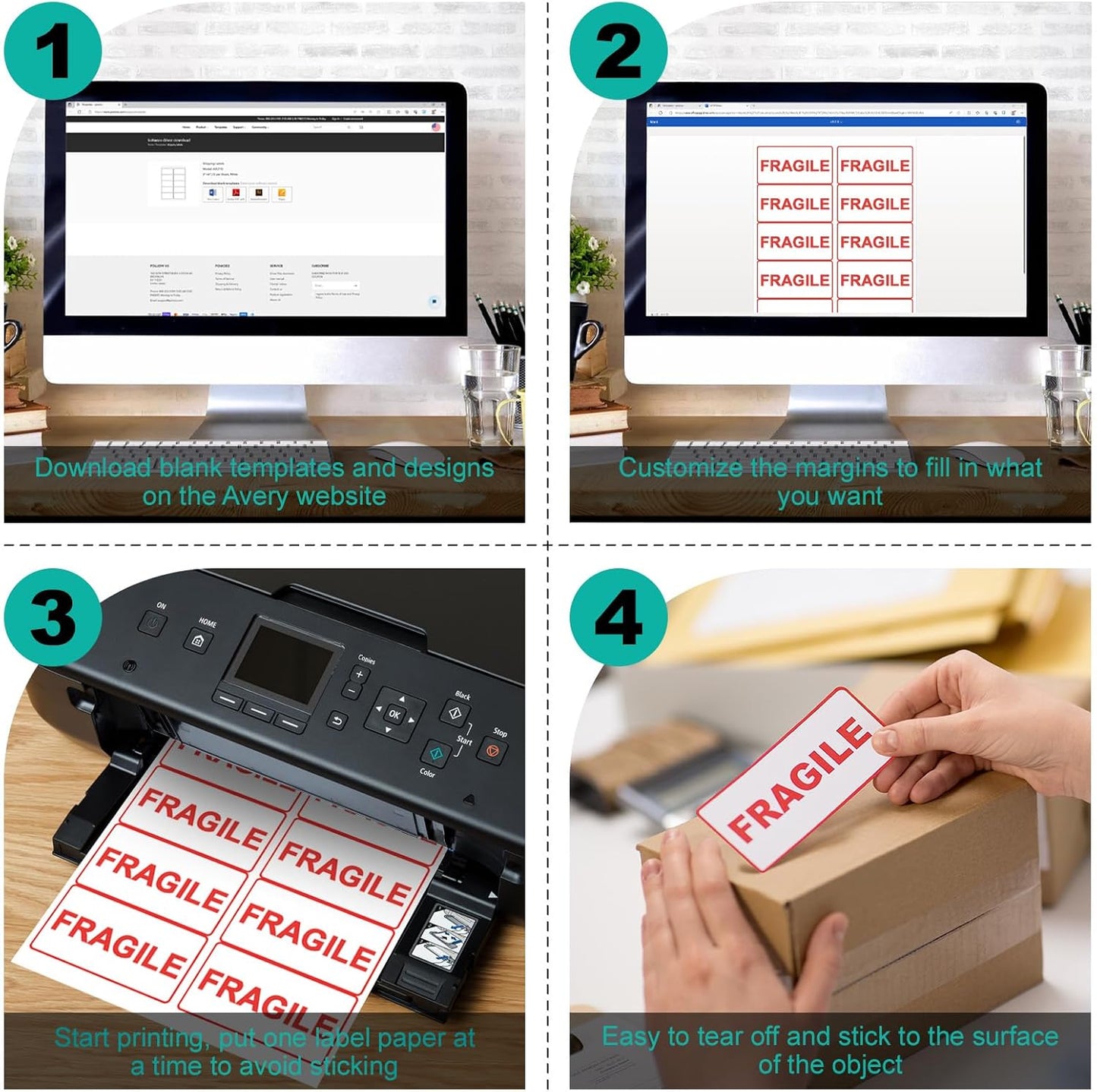 2x4" Rectangle Colemoly Label / Sticker Template (10 per sheet)- INSTANT DOWNLOAD In 7 Formats