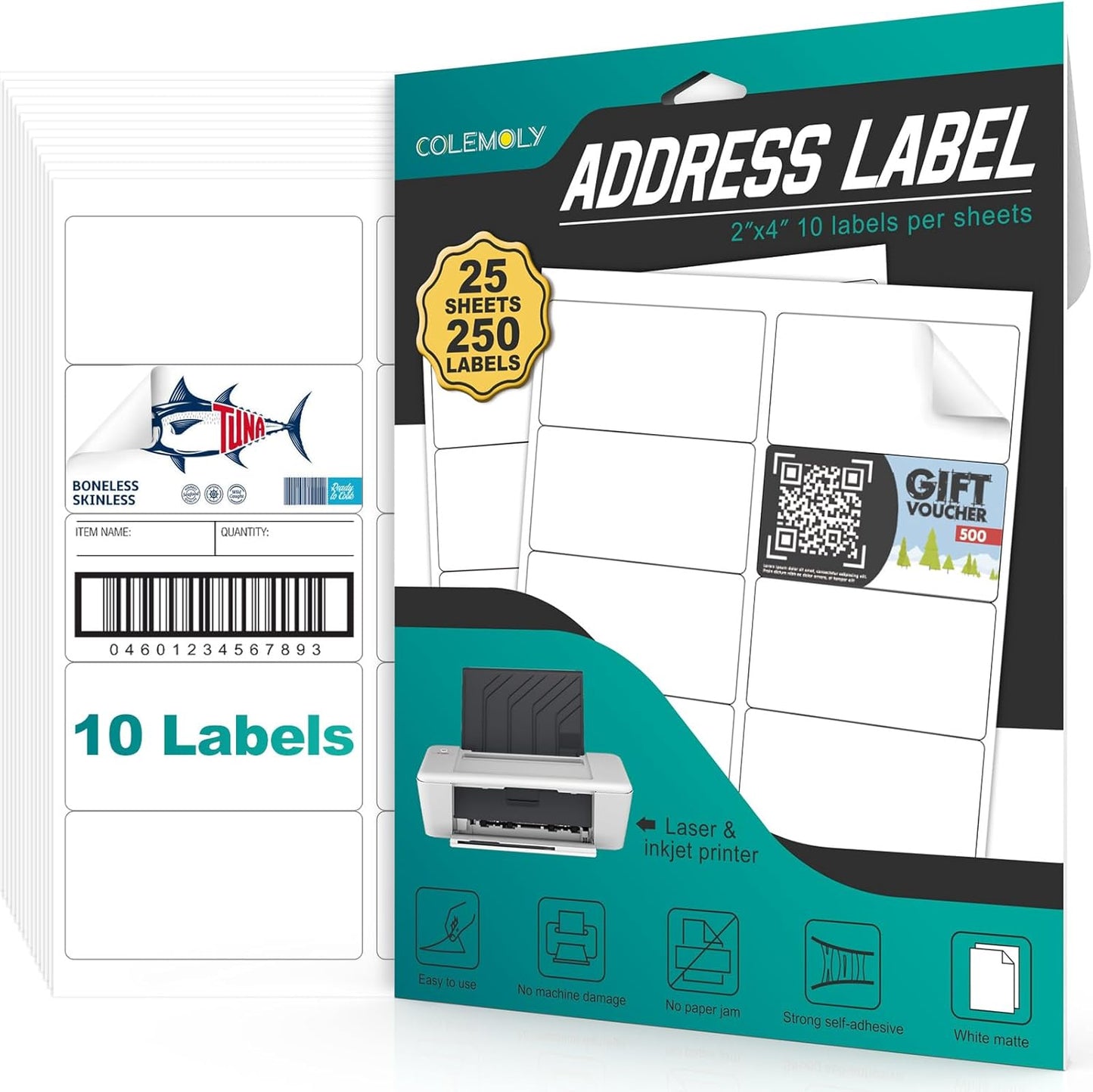 2x4" Rectangle Colemoly Label / Sticker Template (10 per sheet)- INSTANT DOWNLOAD In 7 Formats