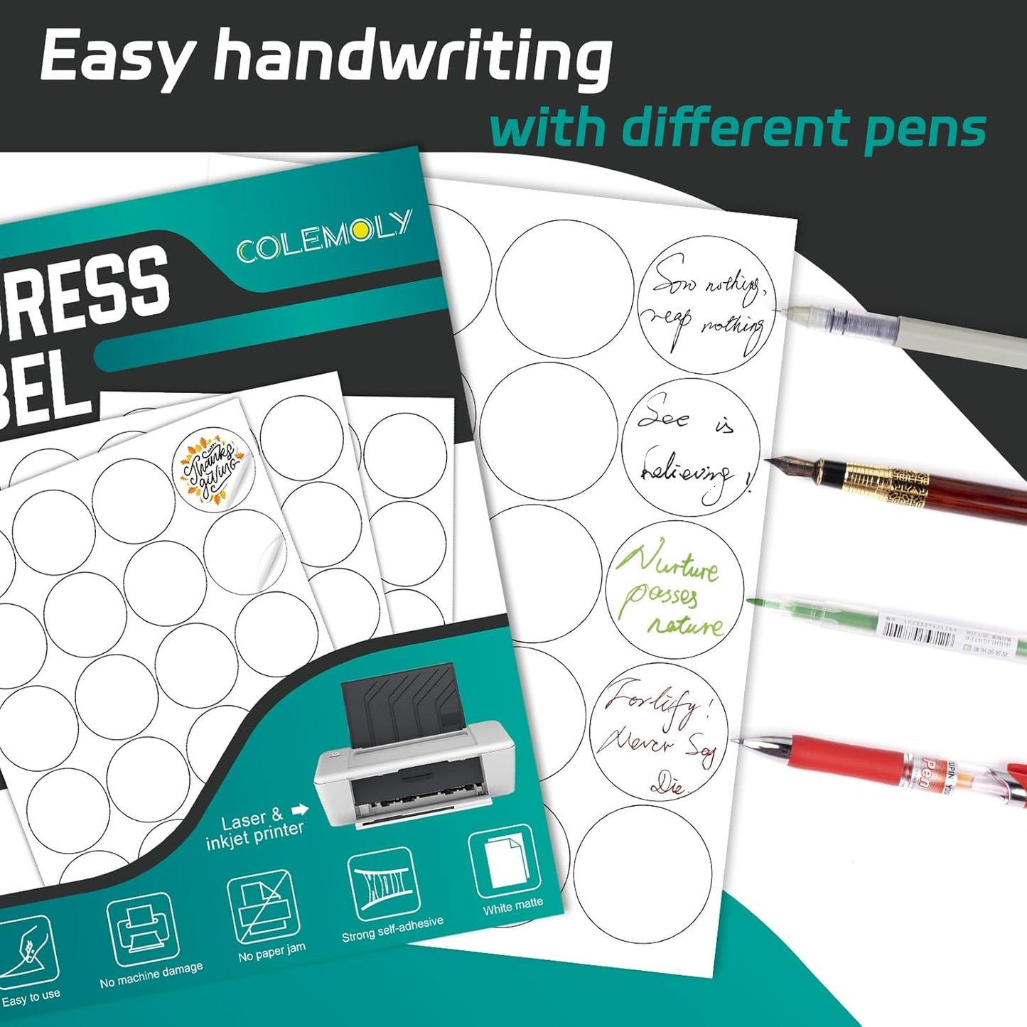 2" - Two Inch Round Colemoly Label / Sticker Template (20 per sheet)- INSTANT DOWNLOAD In 7 Formats