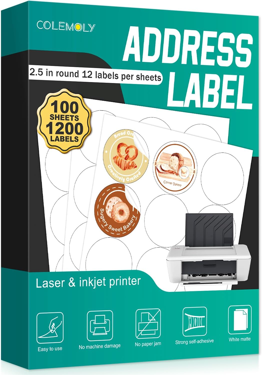 2.5" Round Colemoly Label / Sticker Template (12 per sheet)- INSTANT DOWNLOAD In 7 Formats