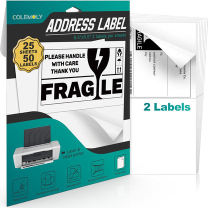 5.5"x8.5" Rectangle Colemoly Label / Sticker Template (2 per sheet)- INSTANT DOWNLOAD In 7 Formats